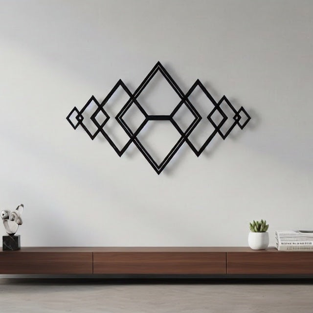 Geometric Interlocking Diamonds Metal Wall Art