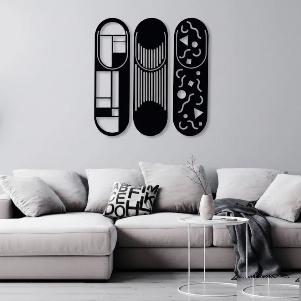 Modern Geometric Trio Metal Wall Art Panels