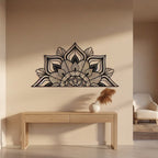 Lotus Mandala Half-Circle Metal Headboard Art