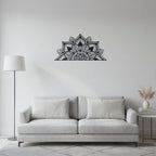 Lotus Mandala Half-Circle Metal Headboard Art