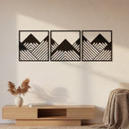 Geometric Mountain Peak Triptych Metal Wall Art