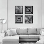 Geometric Line Pattern Quadtych Metal Wall Art