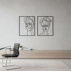 Abstract Minimalist Women Faces Metal Wall Art Set