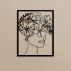 Floral Woman Portrait Metal Line Art