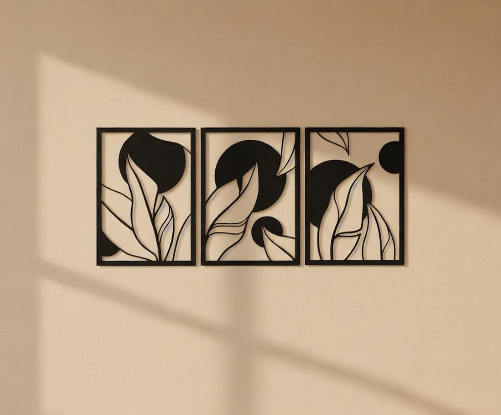 Botanical Silhouette Triptych Metal Wall Art