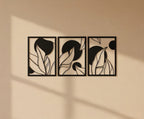 Botanical Silhouette Triptych Metal Wall Art