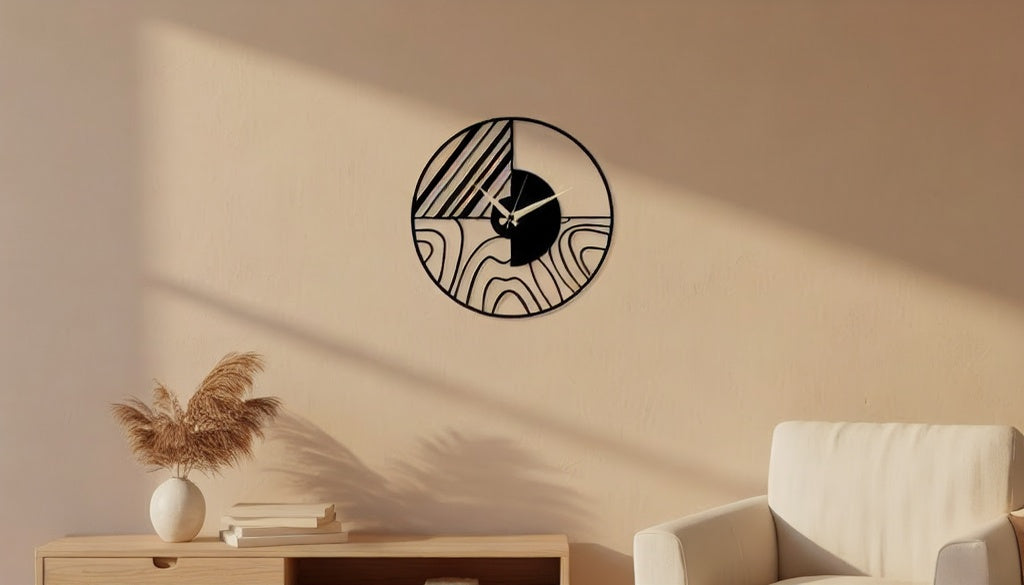 Modern Geometric Landscape Metal Wall Clock