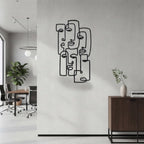 Abstract One Line Faces Metal Strip Wall Art