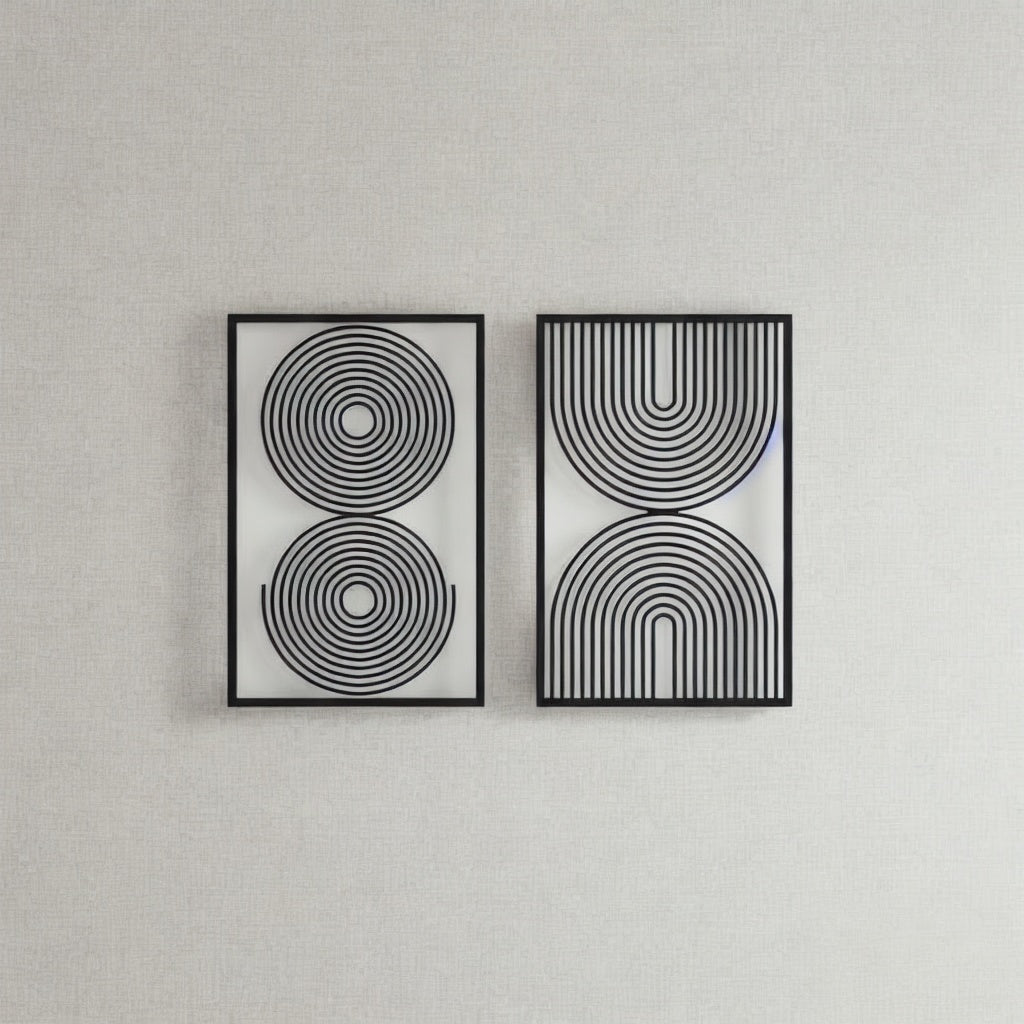 Minimalist Arch and Geometric Circles Metal Wall Art