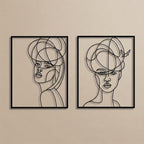 Abstract Minimalist Women Faces Metal Wall Art Set