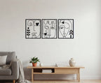Abstract Line Art Face Metal Wall Decor