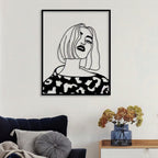 Modern Chic Woman with Bob Cut Metal Wall Art