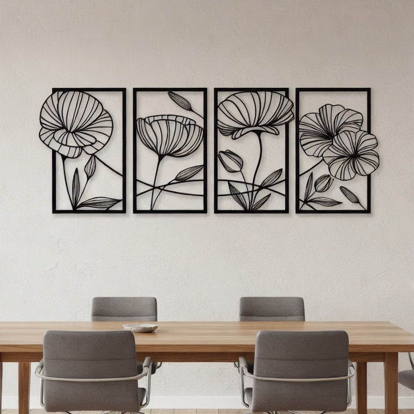 Framed Floral Duo Metal Strip Wall Art