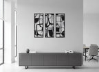 Triptych Abstract Mosaic Metal Strip Wall Art