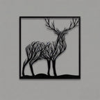 Majestic Forest Deer Silhouette Metal Wall Art