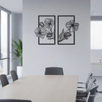 Elegant Floral Duo Metal Strip Wall Art