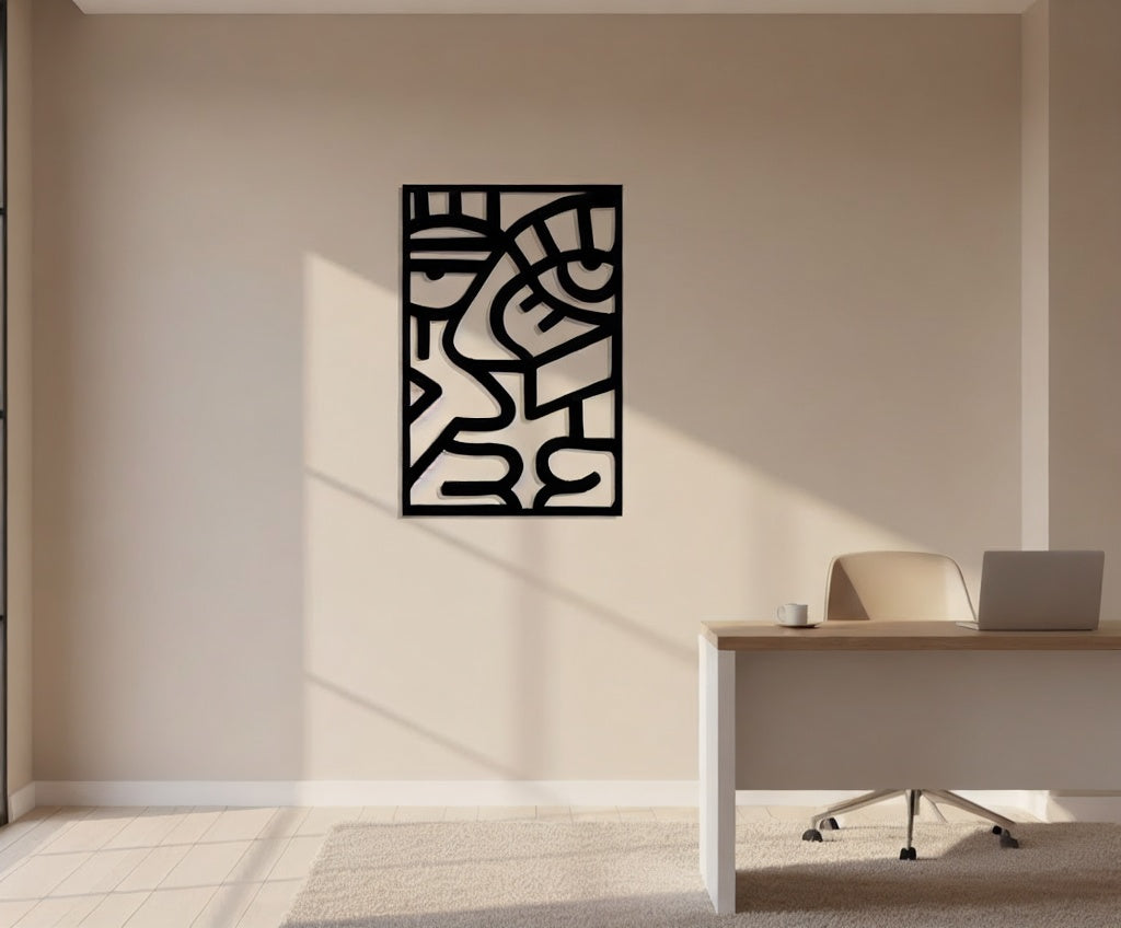 Modern Abstract Cubist Face Metal Wall Art