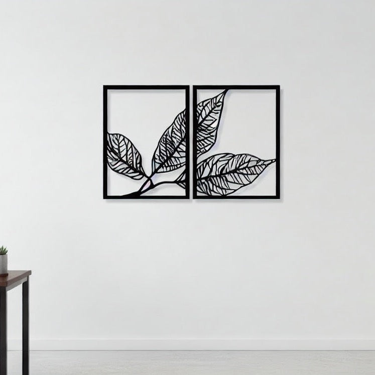 Elegant Foliage Pair Metal Wall Art Panels