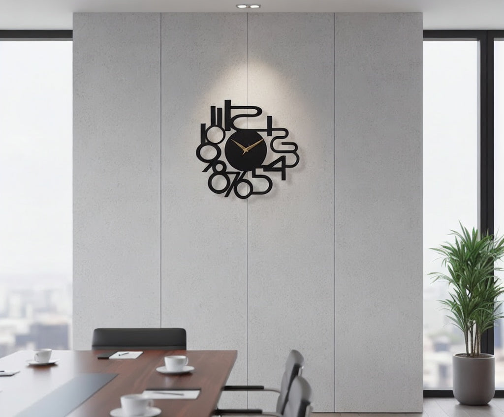 Modern Abstract Melting Numbers Metal Wall Clock