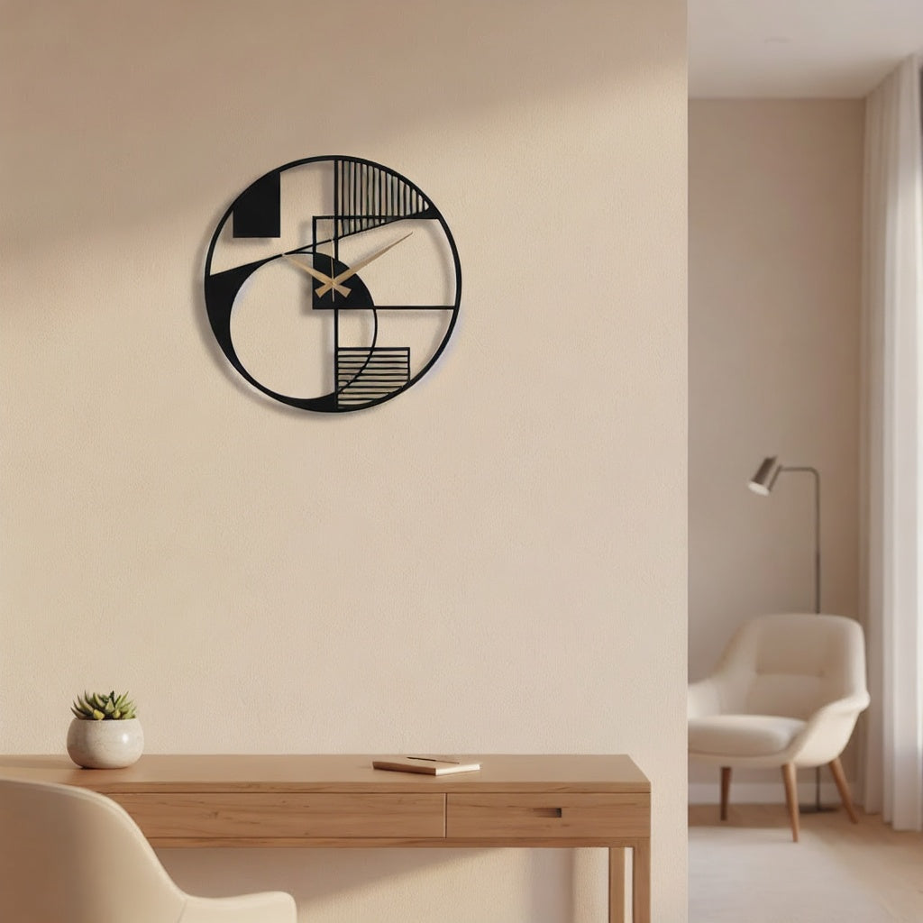Modern Geometric Abstract Metal Wall Clock
