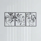 Floral Goddess Trio Metal Strip Wall Art