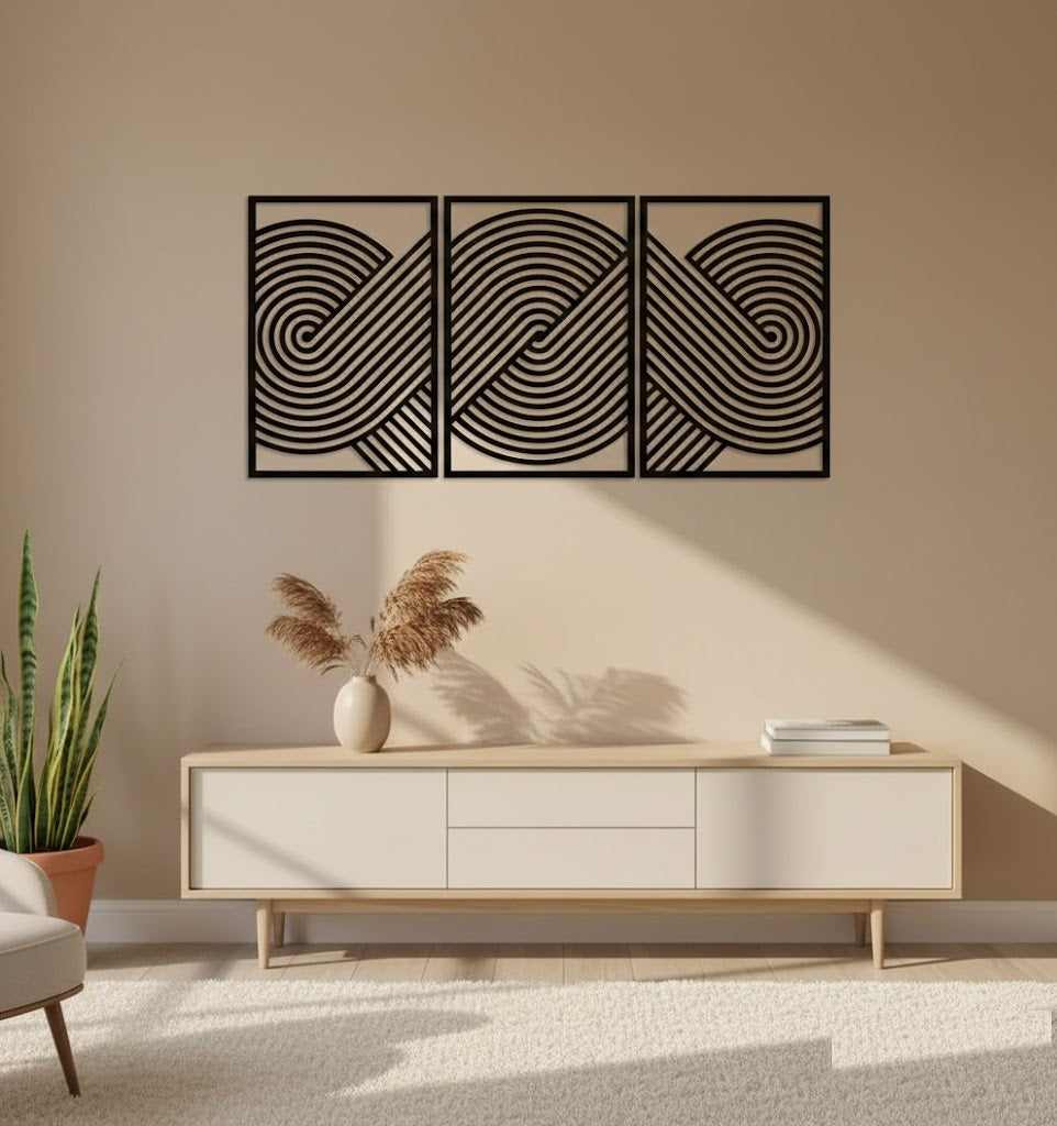 Triple Infinite Spiral Geometric Metal Wall Art