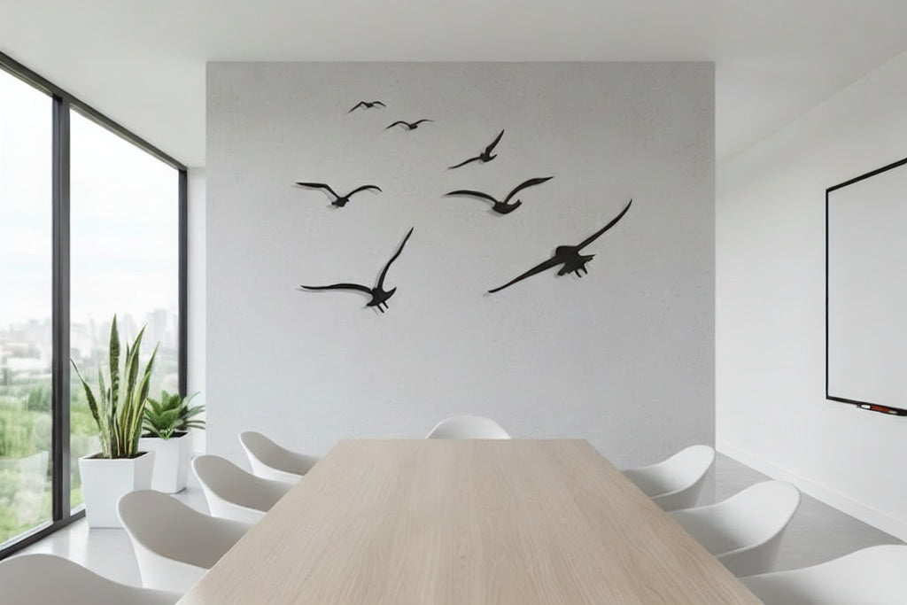 Migrating Birds Flight Metal Strip Wall Art