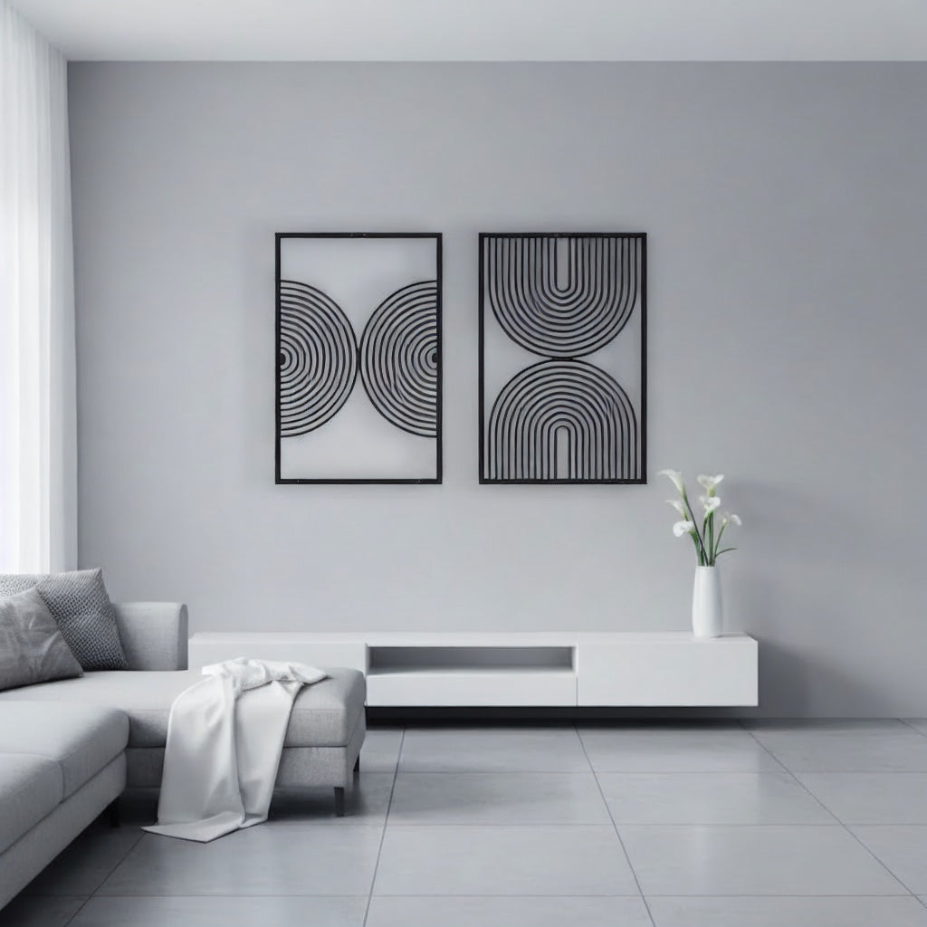 Minimalist Arch and Geometric Circles Metal Wall Art