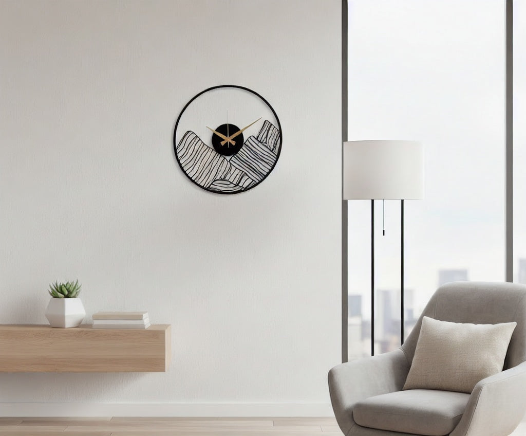 Mountain Peak Silhouette Metal Wall Clock