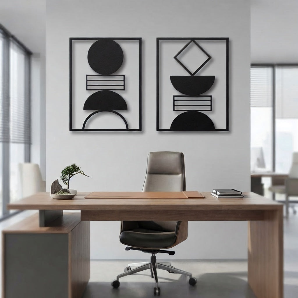 Geometric Abstract Shapes Metal Wall Art Set