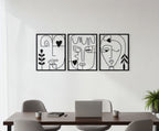 Abstract Line Art Face Metal Wall Decor