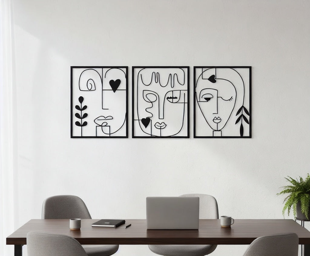 Abstract Line Art Face Metal Wall Decor