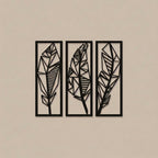 Geometric Abstract Leaf Trio Metal Wall Art