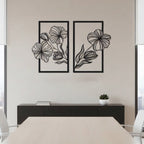 Elegant Floral Duo Metal Strip Wall Art