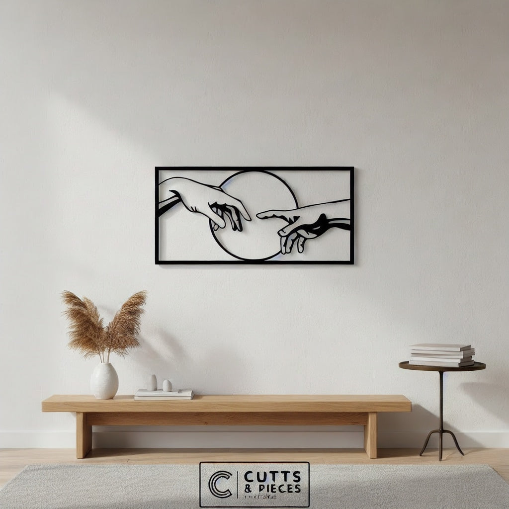 The Creation of Adam Hands Metal Wall Art