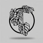 Tropical Monstera Deliciosa Leaf Circular Metal Wall Art