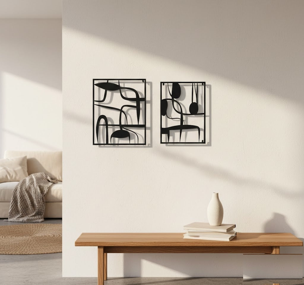 Modern Abstract Silhouette Metal Strip Wall Art