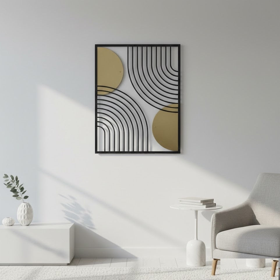 Modern Geometric Semicircle and Arch Metal Wall Art