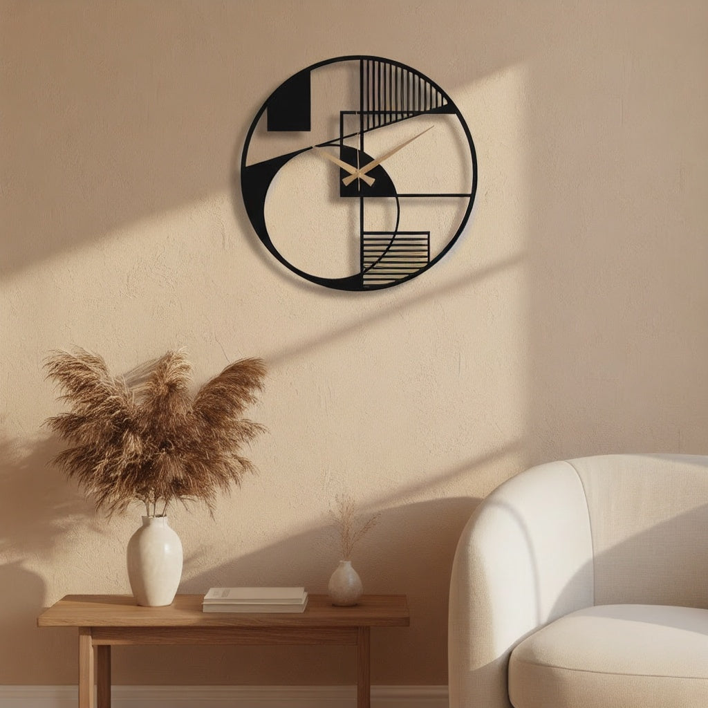 Modern Geometric Abstract Metal Wall Clock