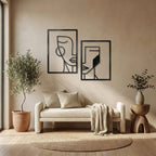 Minimalist Abstract Face Line Art Metal Wall Decor