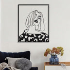 Modern Chic Woman with Bob Cut Metal Wall Art
