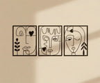 Abstract Line Art Face Metal Wall Decor