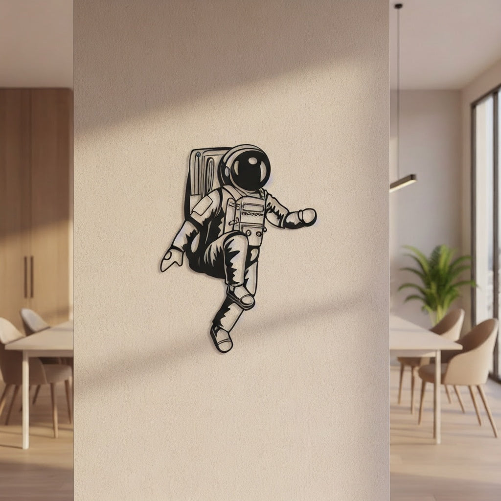 Floating Astronaut Metal Strip Wall Art