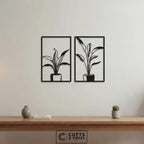 Minimalist Potted Plant Duo Metal Wall Art Panels