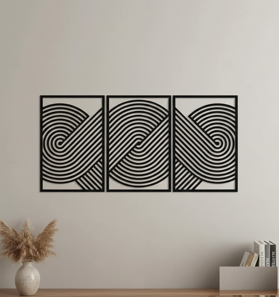 Triple Infinite Spiral Geometric Metal Wall Art
