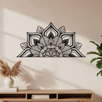 Lotus Mandala Half-Circle Metal Headboard Art