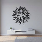 Swirling Bird Flock Circular Metal Wall Art