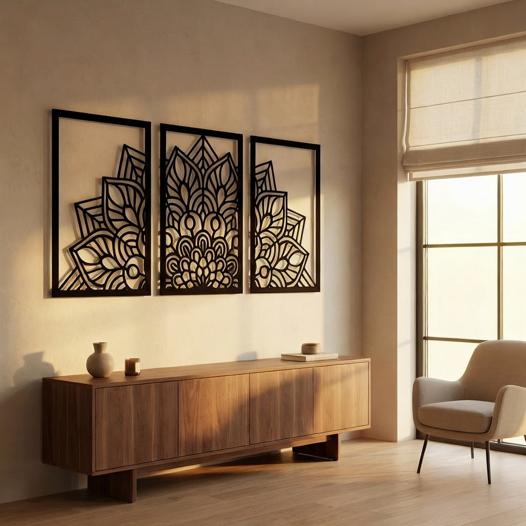 Mandala Triptych Geometric Metal Wall Art