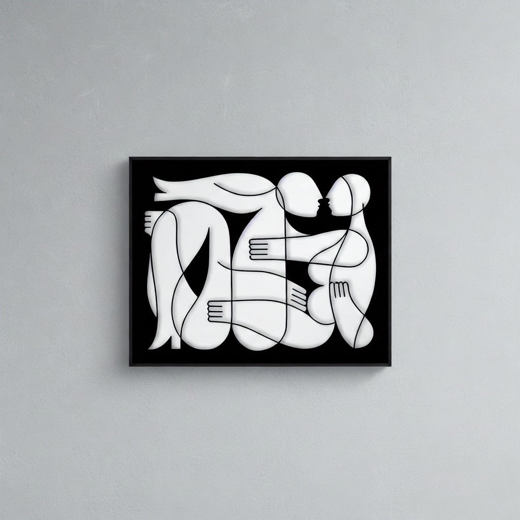 Modern Abstract Lovers Metal Strip Wall Art