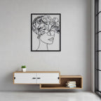 Floral Woman Portrait Metal Line Art